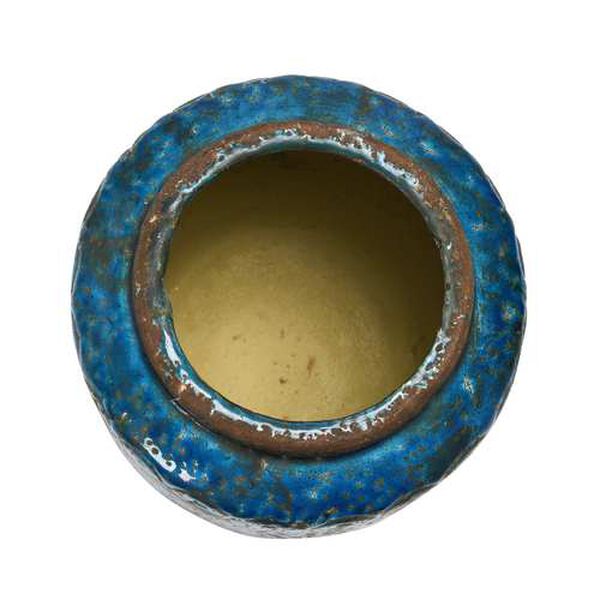 Distressed Blue Debossed Terra-Cotta Eight-Inch Vase, image 2