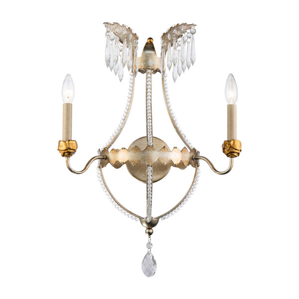 Louis Distressed Silver and Gold Two-Light Wall Sconce, image 1