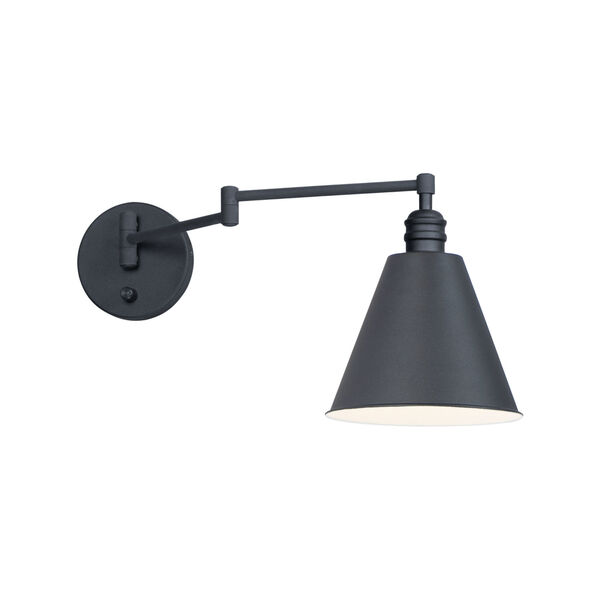 Library Black One-Light Wall Sconce Horizontal Swing Arm, image 1