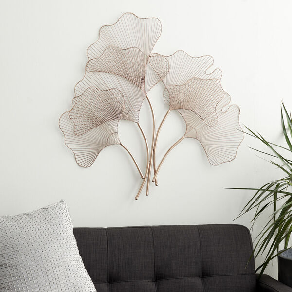 Copper Metal Floral Wall Decor, image 1