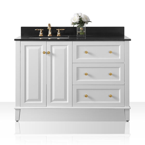 Hannah White 48-Inch Left Basin Vanity Console with Gold Hardware, image 4