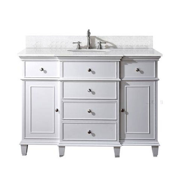 Windsor 48-Inch White Vanity with Carrera White Marble top and Undermount Sink, image 1