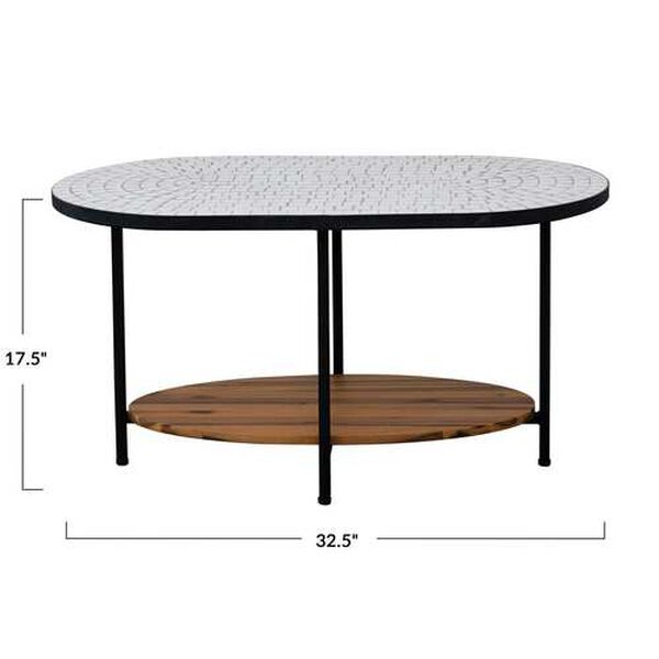 Multicolor Outdoor Table with Mosaic Top and Mango Wood Shelf, image 4