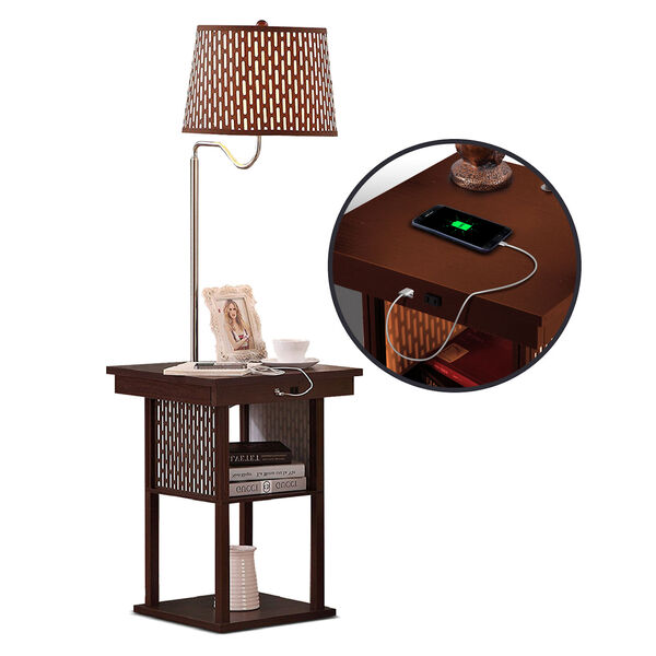 Madison Brown LED Floor Lamp with Table, image 1