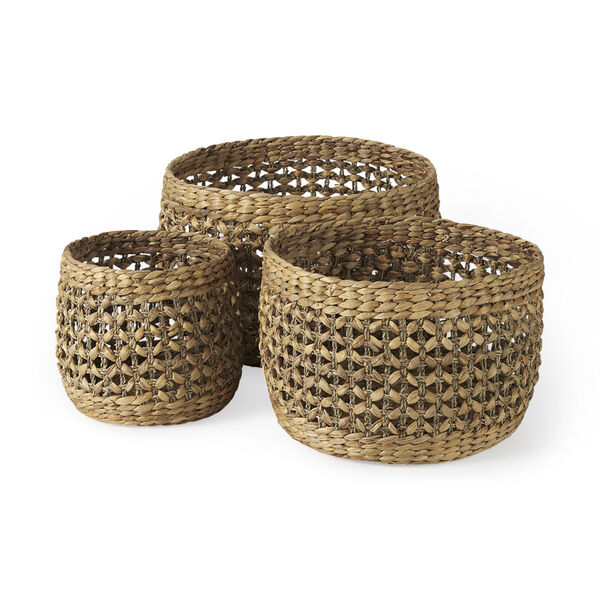 Dakota Medium Brown Round Basket, Set of 3, image 1