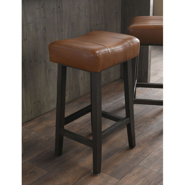 Lauri Caramel and Dark Brown Backless Counterstool, image 4