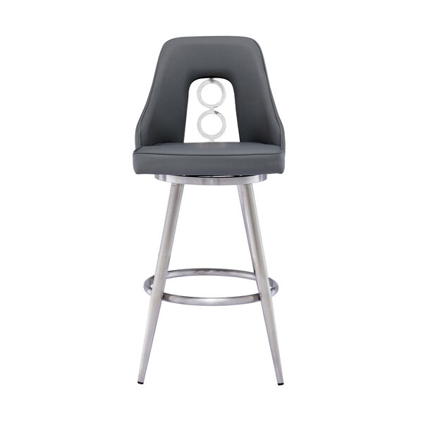 Ruby Gray and Stainless Steel 26-Inch Counter Stool, image 2