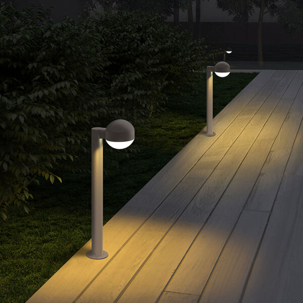 Inside-Out REALS Textured Bronze 22-Inch LED Bollard with Plate Lens and Plate Cap with Frosted White Lens, image 2