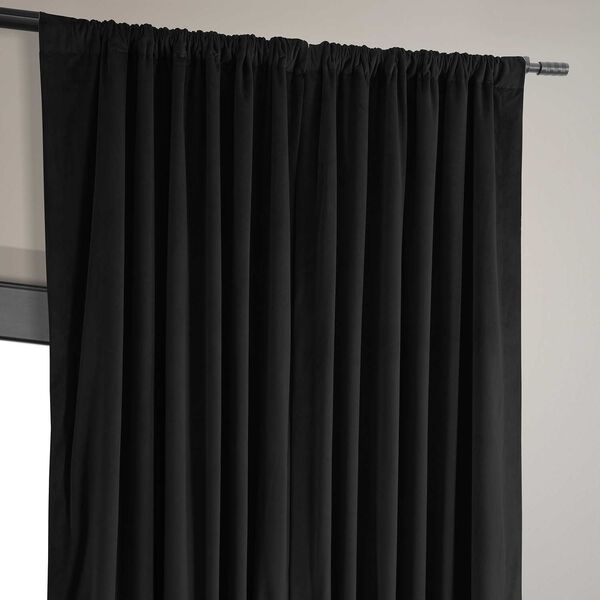 Signature Black Double Wide Velvet Blackout Pole Pocket Single Panel Curtain 100 x 84, image 4