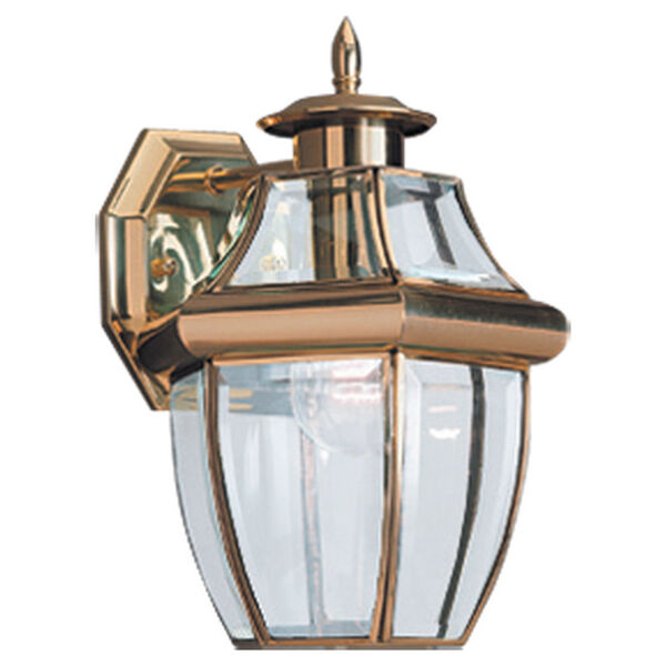 Curved Beveled Brass One-Light Outdoor Wall Mount, image 1