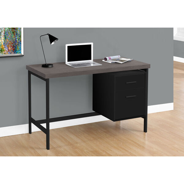Black and Gray 24-Inch Computer Desk with Wooden Top, image 2