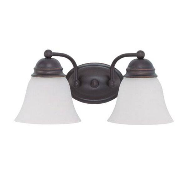 Empire Mahogany Bronze Two-Light Bath Fixture with Frosted White Glass, image 1