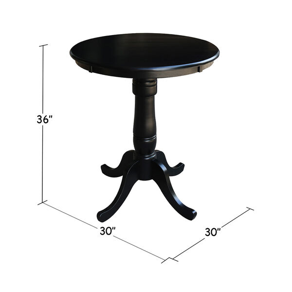 36-Inch Tall, 30-Inch Round Top Black Pedestal Counter Table, image 2