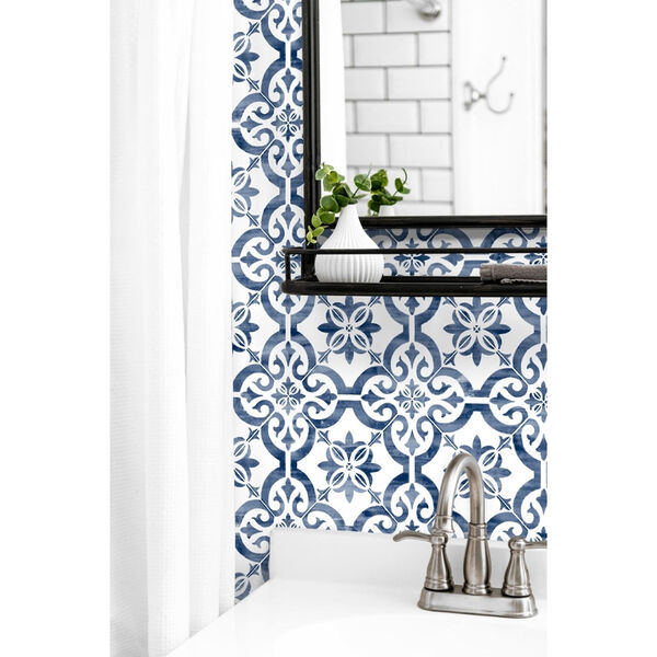 Lillian August Luxe Haven Blue Porto Tile Peel and Stick Wallpaper, image 1