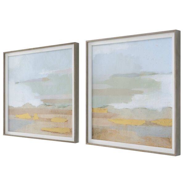 Abstract Coastline Natural Framed Prints, Set of 2, image 4