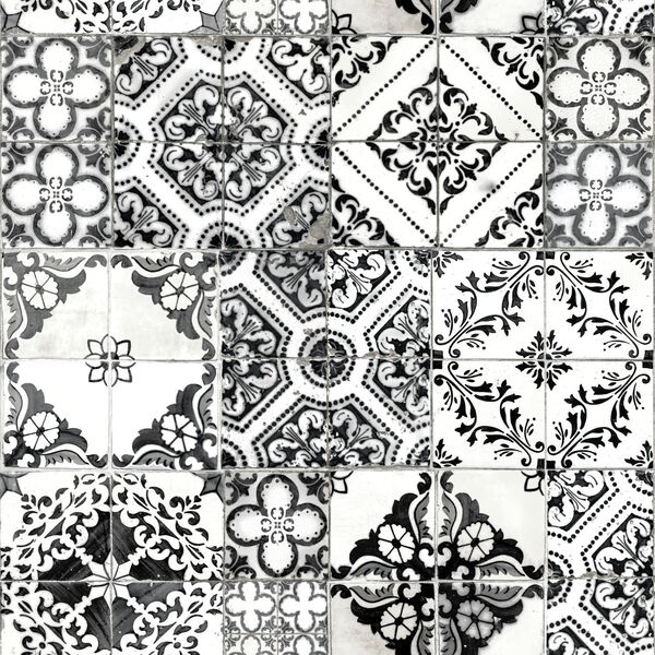 Black Mediterranean Tile Peel and Stick Wallpaper, image 1