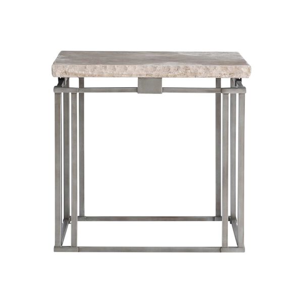Riverton Travertine Silver Side Table, image 1
