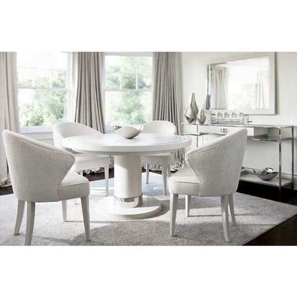 Silhouette White and Stainless Steel Round Dining Table, image 6