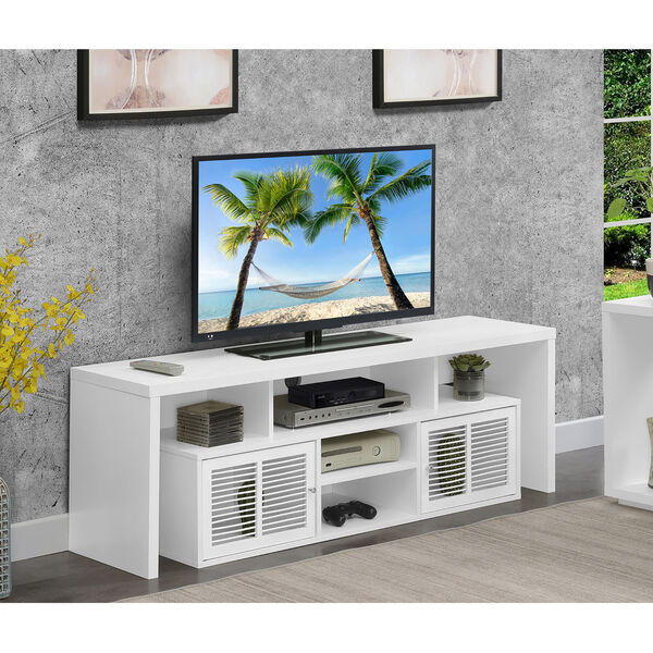 Lexington White 60-Inch TV Stand with Storage Cabinets and Shelves, image 2