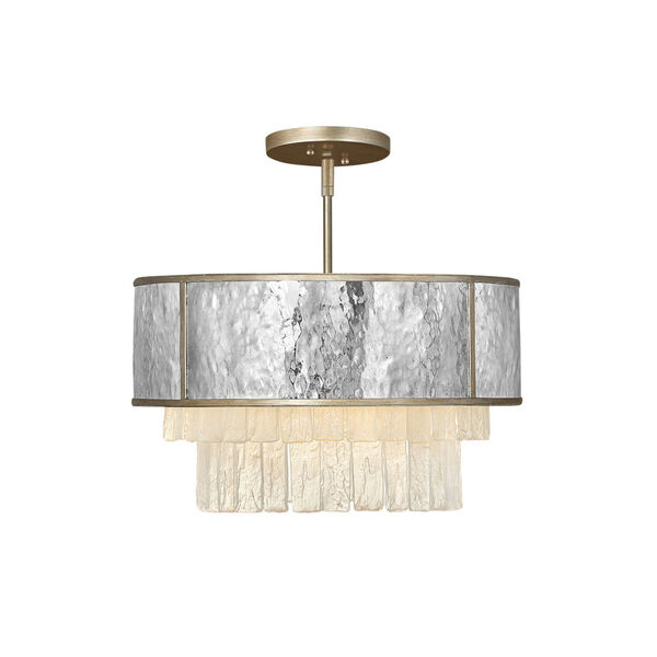Reverie Champagne Gold Four-Light Chandelier with Hammered Stainless Steel Shade, image 2