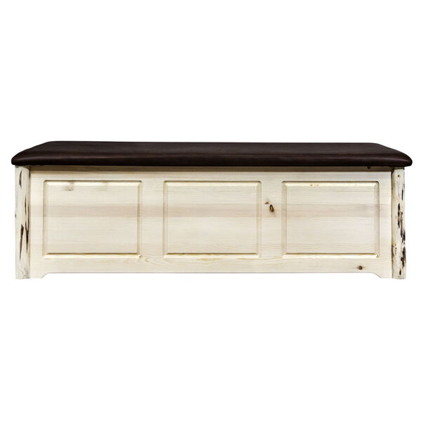 Montana Clear Lacquer Large Blanket Chest with Saddle Upholstery, image 2