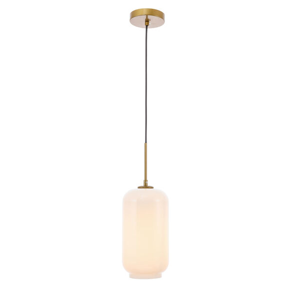 Collier Brass Six-Inch One-Light Mini Pendant with Frosted White Glass, image 4