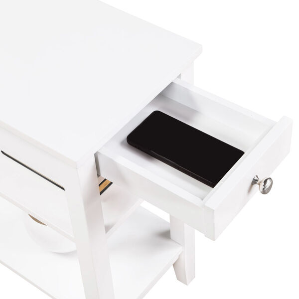White American Heritage One Drawer Chairside End Table with Charging Station and Shelves, image 6