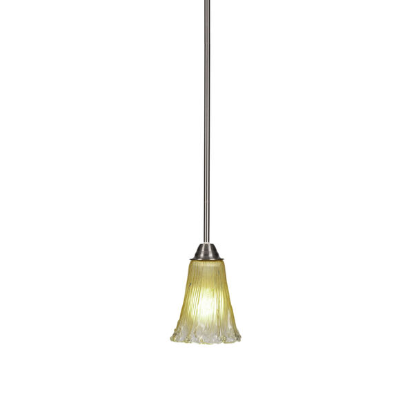 Paramount Brushed Nickel One-Light 6-Inch Mini Pendant with Amber Crystal Glass, image 1