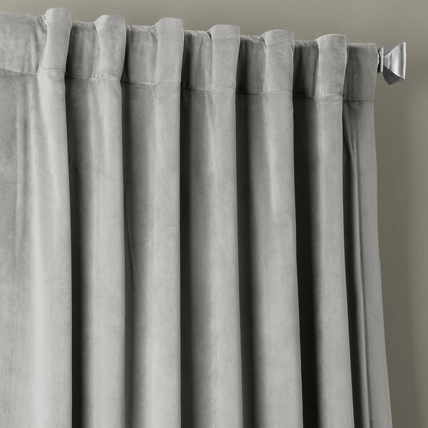Signature Silver Grey Blackout Velvet Pole Pocket Single Panel Curtain, 50 X 120, image 4