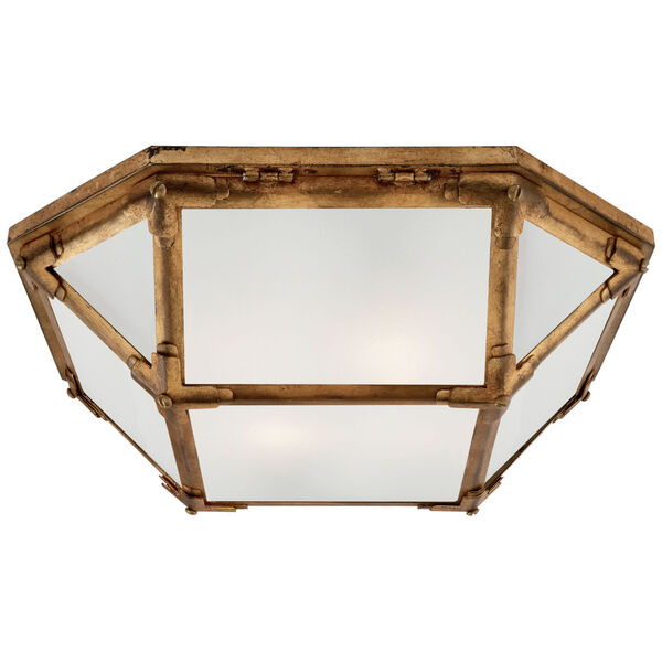 Morris Medium Flush Mount in Gilded Iron with Frosted Glass by Suzanne Kasler, image 1