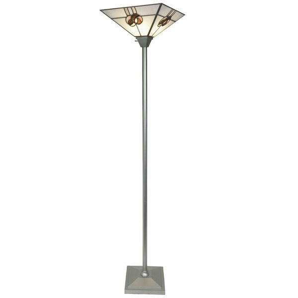 Mack Rose Silver Tiffany One-Light Torchiere Floor Lamp, image 1