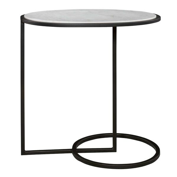 Twofold Satin Black and White Marble Accent Table, image 3