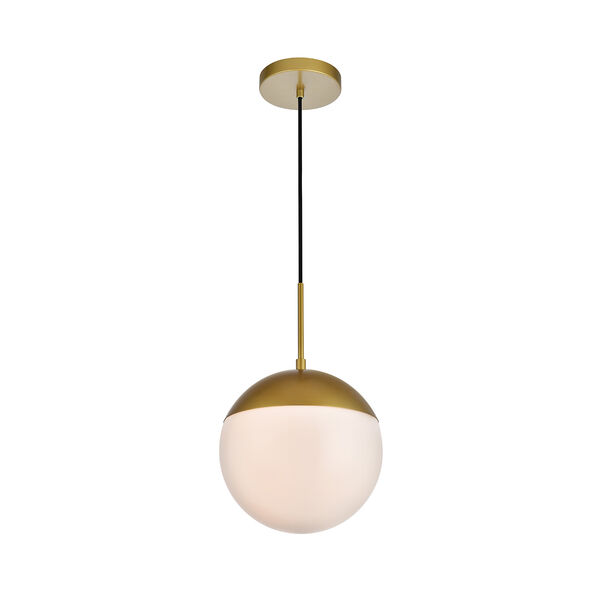 Eclipse Brass and Frosted White 10-Inch One-Light Pendant, image 3