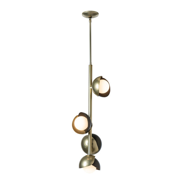 Brooklyn Antique Brass and Oil Rubbed Bronze Four-Light LED Vertical Pendant with Opal Glass, image 2