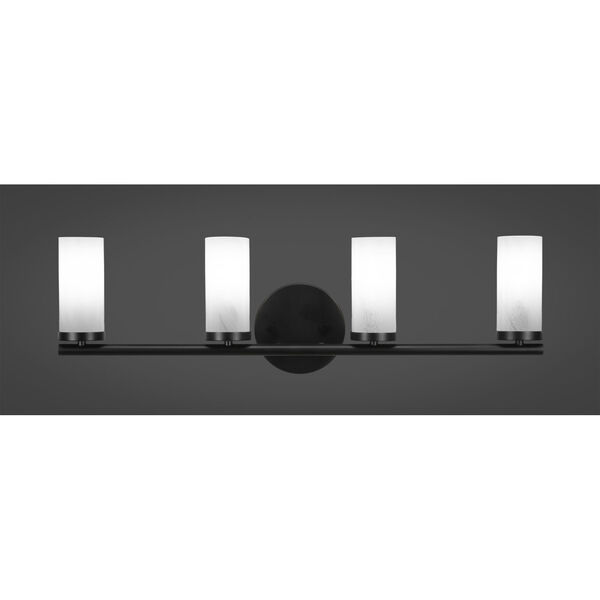 Trinity Matte Black Four-Light Bath Vanity with White Marble Glass, image 2