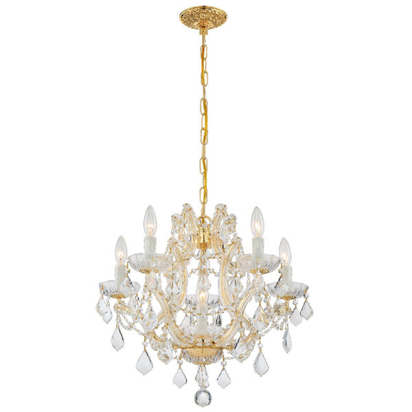 Maria Theresa Traditional Gold Five-Light Chandelier with Hand Cut Crystal, image 2