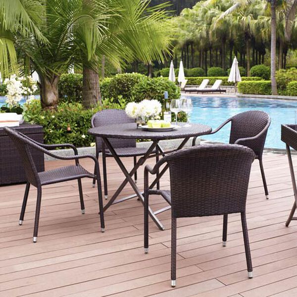 Palm Harbor Brown Outdoor Wicker Folding Table, image 2