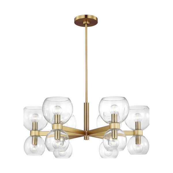 Londyn Burnished Brass 12-Light Chandelier with Clear Shade, image 3