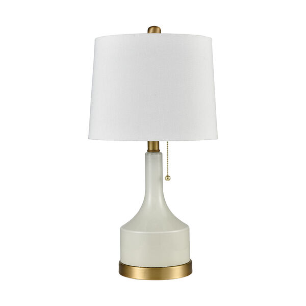 Jade White Glass and Matte Brushed Gold One-Light Table Lamp, image 2