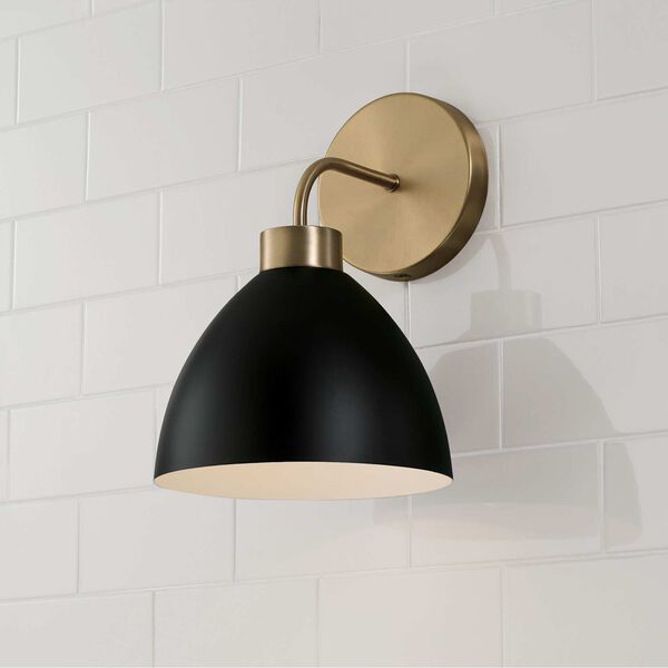 Ross Aged Brass and Black One-Light Wall Sconce, image 2
