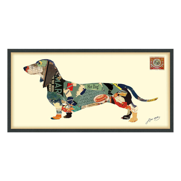 Black Framed  Dachshund Dimensional Collage Graphic Glass Wall Art, image 2