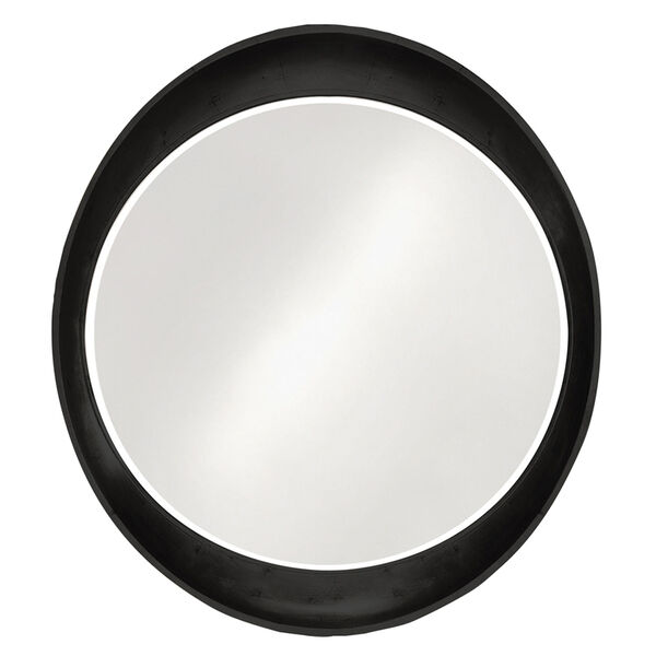 Ellipse Glossy Black Round Mirror, image 1
