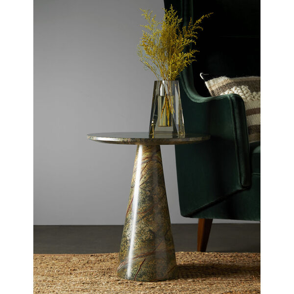 Icarius Dark Green and Rust Marble Accent Table, image 2