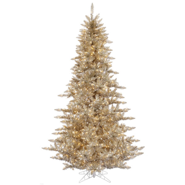 Champagne Fir Yellow Artificial Pre-lit Tree with 1634 PVC Tip, image 1