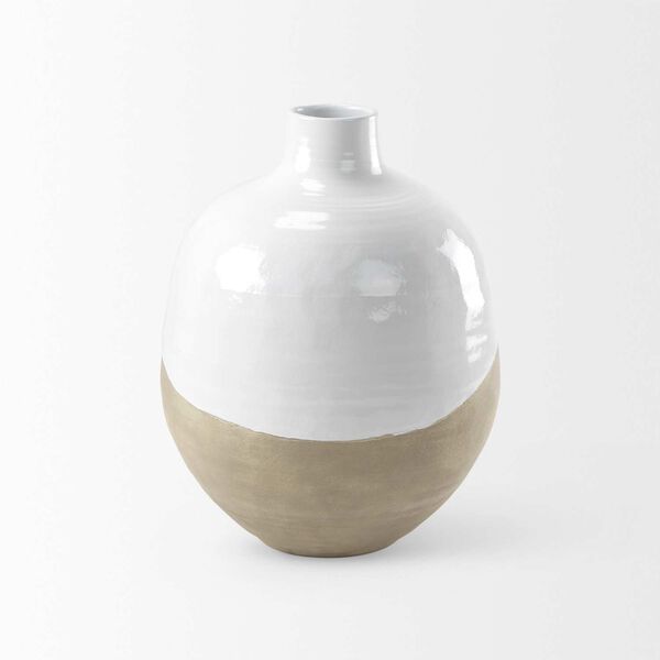 Amos White and Beige Blocked Ceramic Floor Vase, image 2