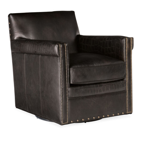 Potter Dark Brown Swivel Club Chair, image 1