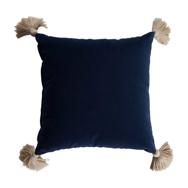 Navy Velvet and Almond 24 x 24 Inch Pillow With Tassel, image 2