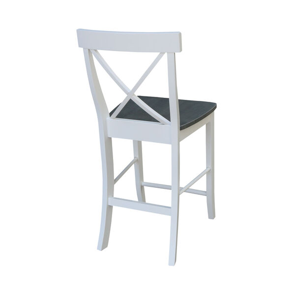 White and Heather Gray X-Back Counterheight Stool, image 2