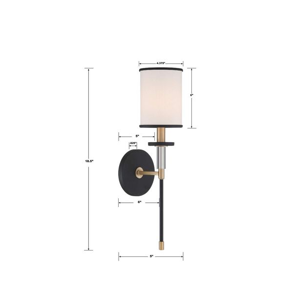 Hatfield Black Forged and Vibrant Gold One-Light Wall Sconce, image 3