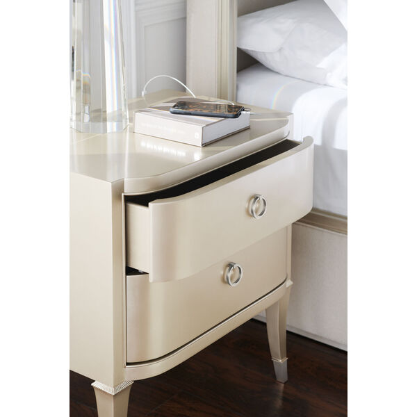 Caracole Classic Soft Silver Paint and Beige Significant Other Nightstand, image 4